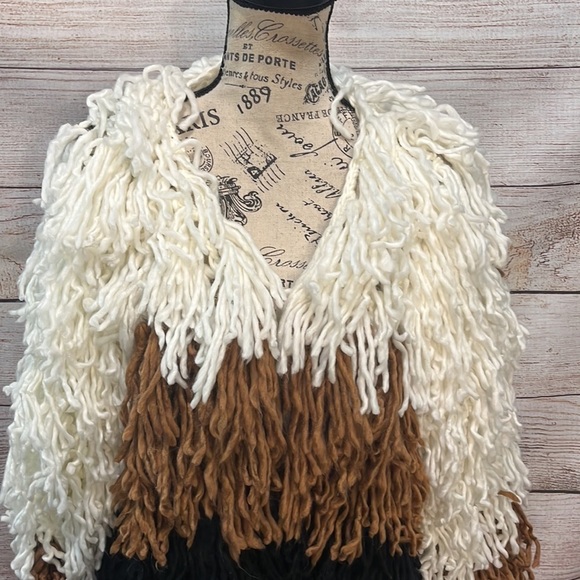 Katie Kane Cardigan Jacket Crochet Cropped Fun Funky Yarn Boho Size Large - Picture 3 of 9